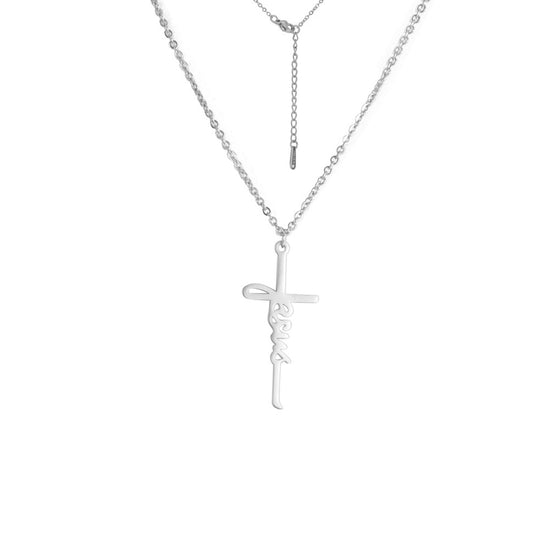 Sweet Jesus Cross Pendant Stainless Steel Necklace