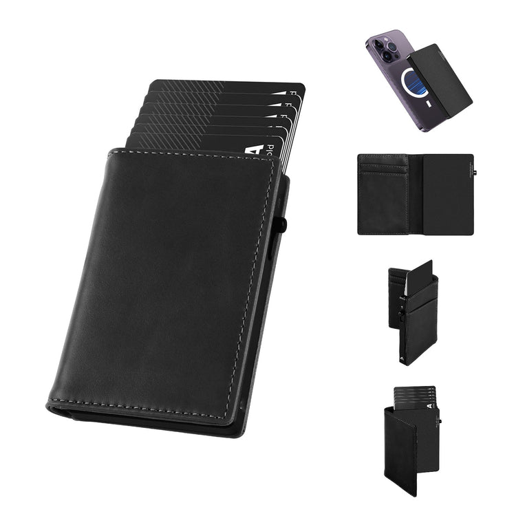 TOYFID Aluminum Alloy Wallet With Genuine Leather Cover Men&