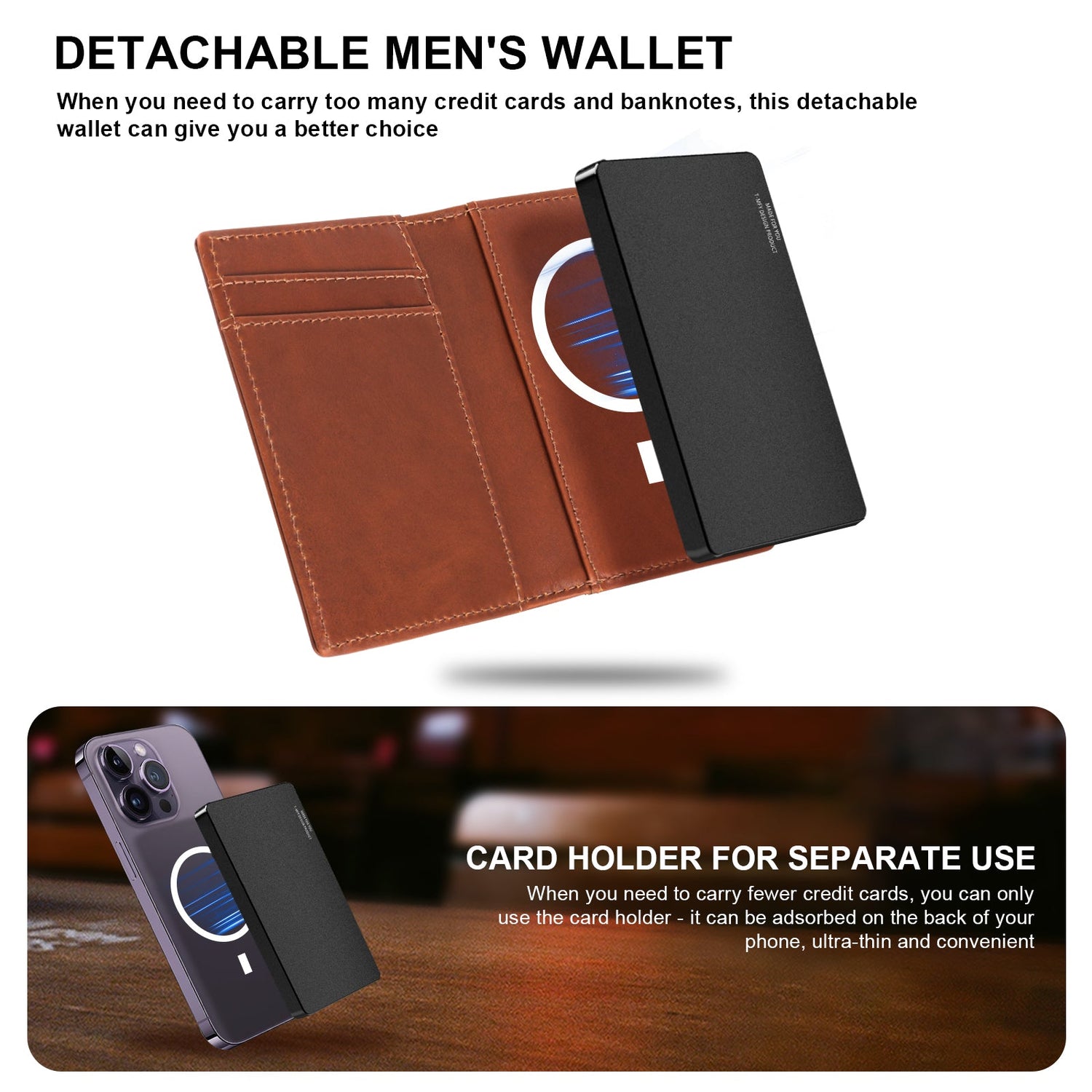 TOYFID Aluminum Alloy Wallet With Genuine Leather Cover Men&