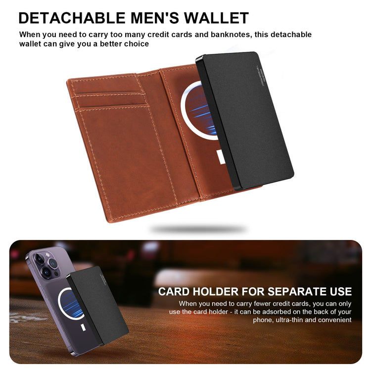 TOYFID Aluminum Alloy Wallet With Genuine Leather Cover Men&