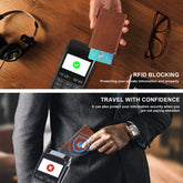 TOYFID Aluminum Alloy Wallet With Genuine Leather Cover Men&