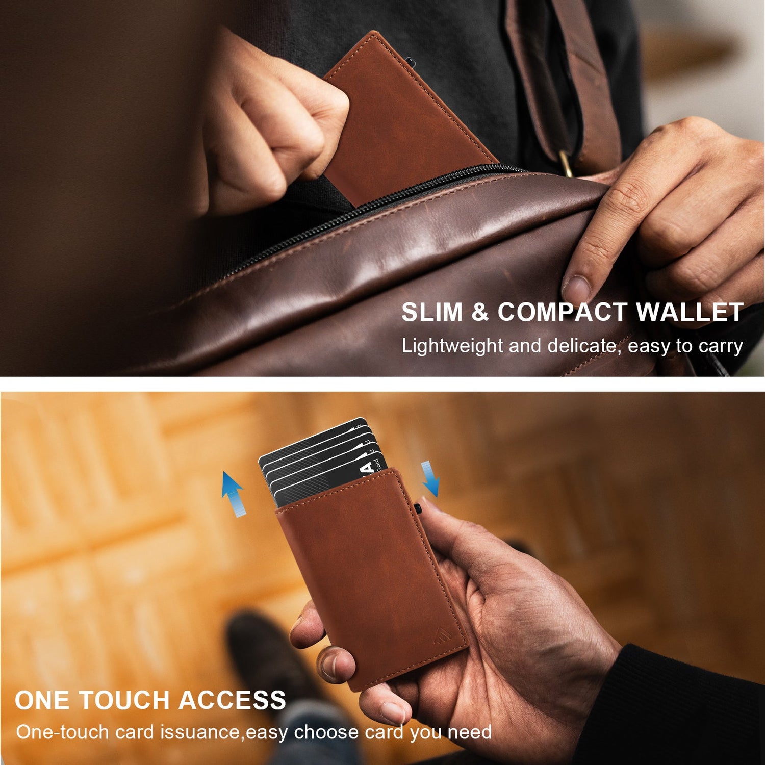 TOYFID Aluminum Alloy Wallet With Genuine Leather Cover Men&