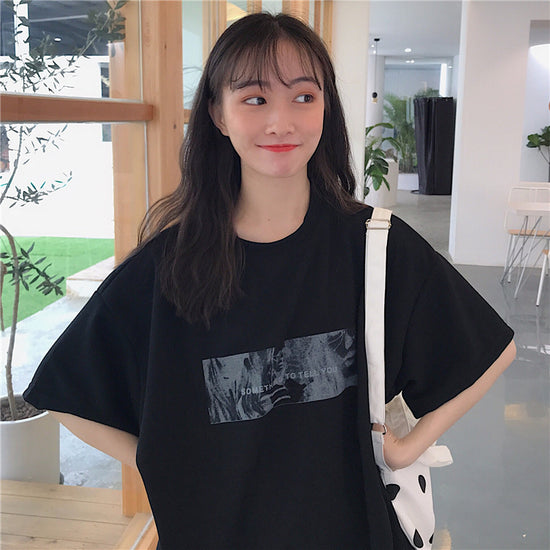 Hong Kong Style Super Fire Cec Short-sleeved T-shirt Female Korean Style Tide Ins Hong Kong Style Lazy Style Loose Top